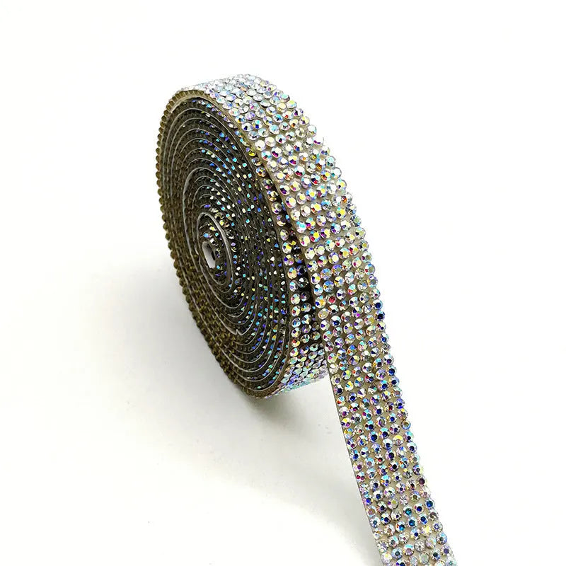 Self-adhesive water drill strip on a white background showing AB colour electroplating finish.