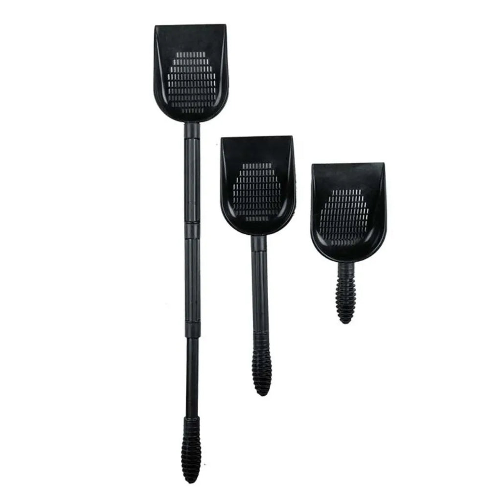 Aquarium sand shovel with extendable handle and quick-drain design for fish tank maintenance