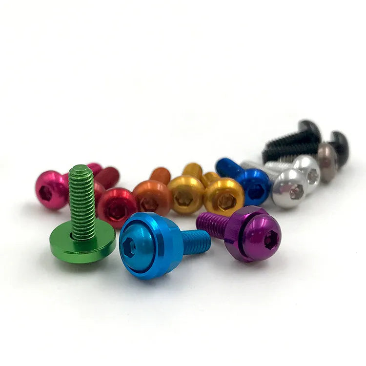 Aluminium alloy M3 8mm semicircle head hexagon screw in pink colour on a white background