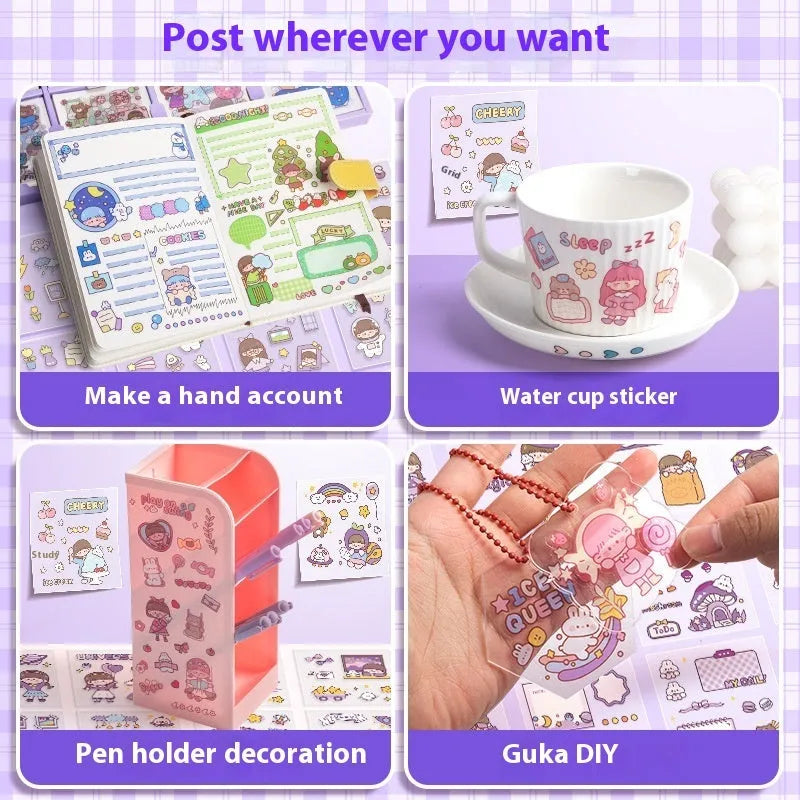 Pack of colourful printed card stickers for children's notebooks with five different design themes.