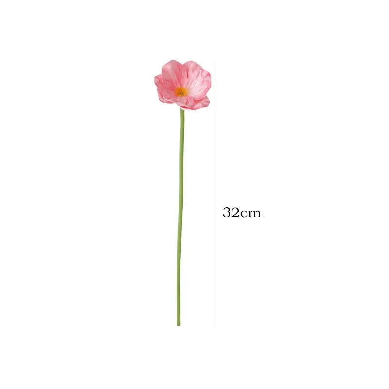 Mini poppy artificial flowers 15pcs in PU with colourful petals for wedding and home decor
