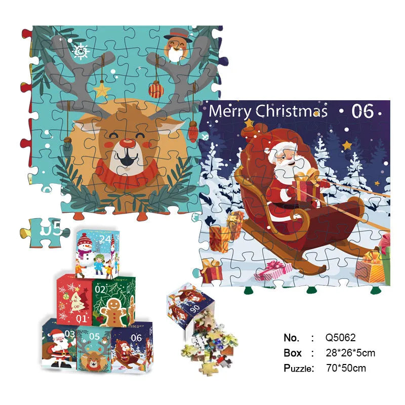 24-grid Christmas puzzle blind box countdown calendar box made of paper, 70x50 cm