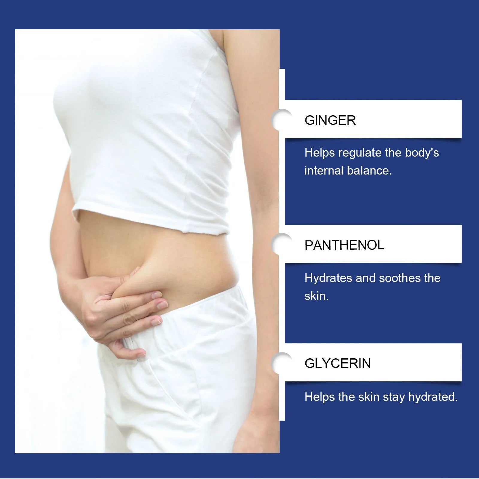 Four external moisturising body care patches with ginger and panthenol.