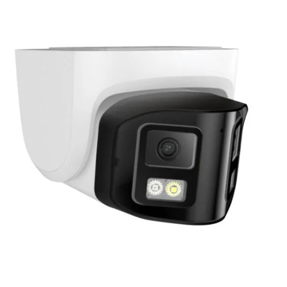 4MP dual-lens IP security camera with IP66 waterproof housing for indoor and outdoor CCTV surveillance
