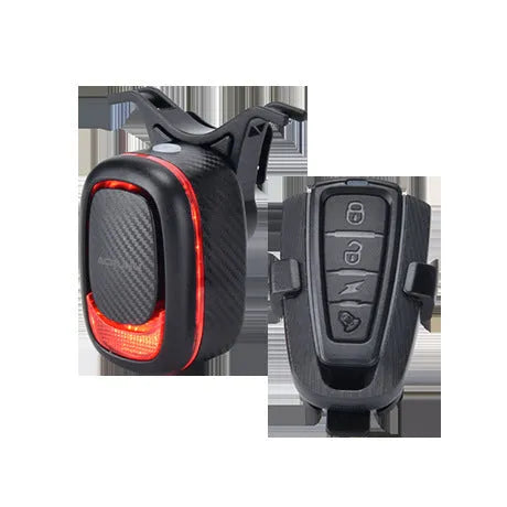 Compact bicycle taillight with intelligent brake sensing and wireless remote control, 5.4x3.6x3.1cm