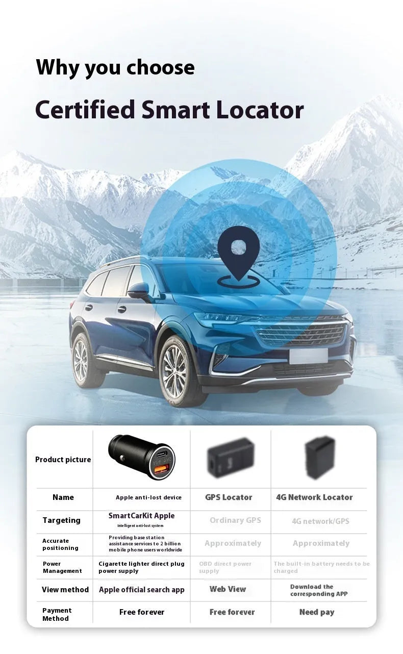 Black ABS car GPS locator device designed to plug into a vehicle's 12V power socket