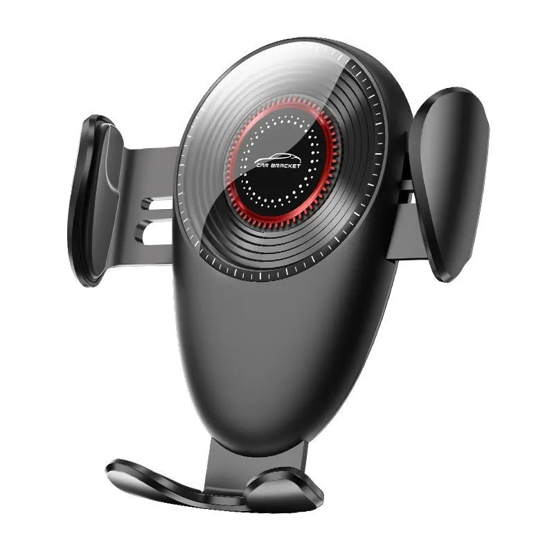 Black universal car mobile phone bracket attached to a car air vent