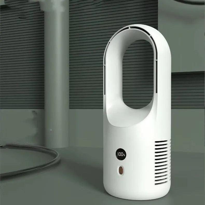 X28 bladeless desktop fan with LED display showing speed settings