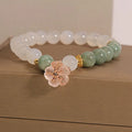 White agate jadeite jade flower pink floral bracelet with natural jade flower-shaped components