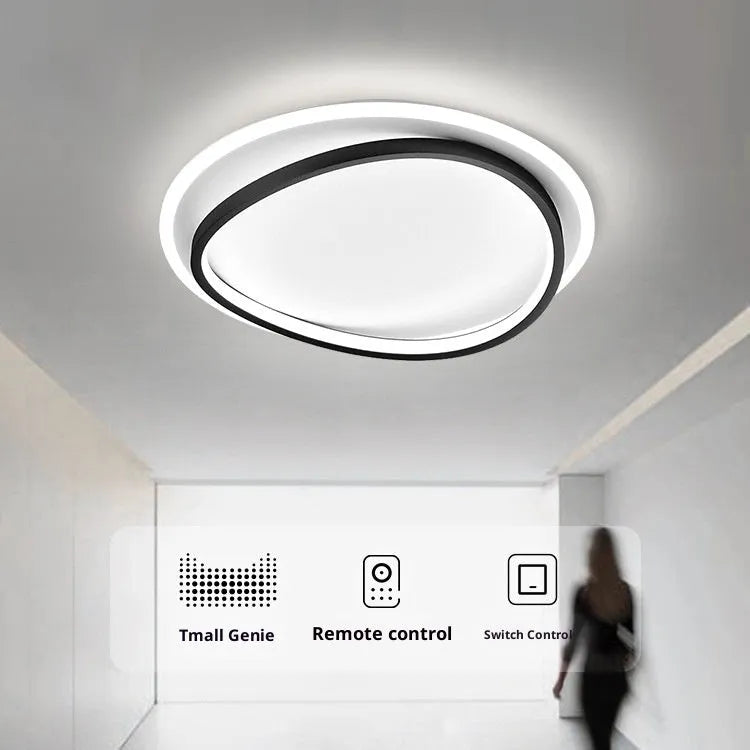 Round ultra-thin bedroom ceiling lamp 50cm in black finish with full spectrum LED