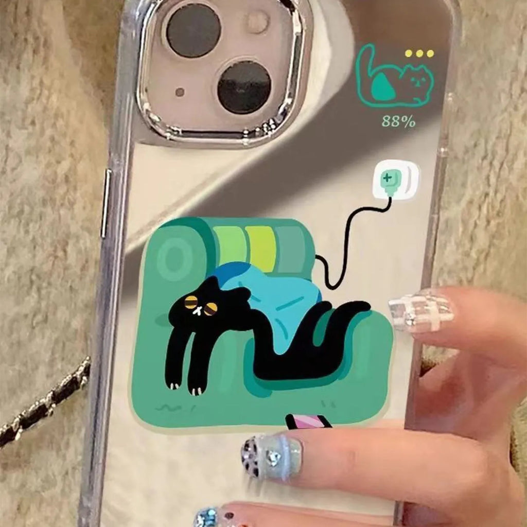 High-grade all-inclusive drop-resistant silicone phone case for Apple iPhone 16 series with cartoon sofa cat design and colour matching options