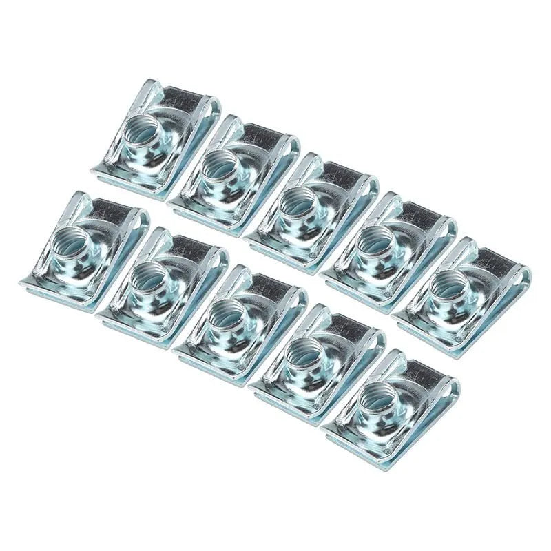 80 pieces self-tapping spring nut clips in metal tray, hardened steel with zinc coating
