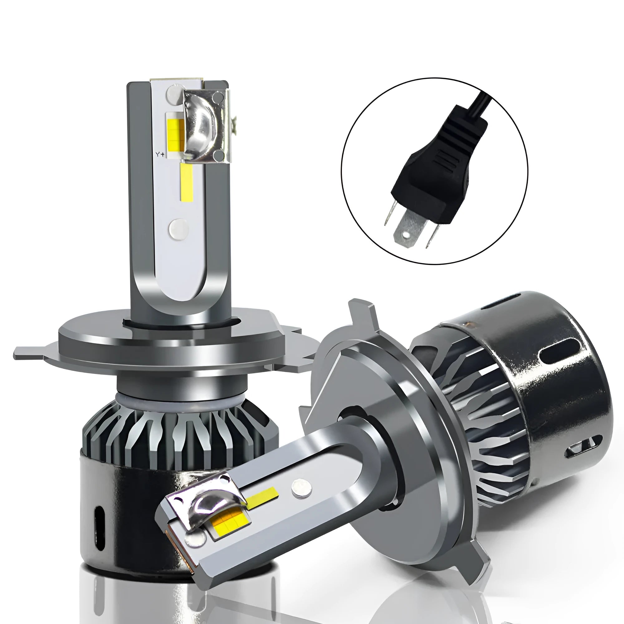 Single car LED headlight bulb with aluminium housing and three-colour 3000K 4300K 6000K output for far and near light