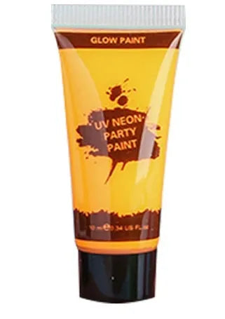 25ml squeeze tube of neon green face and body paint pigment for festivals.