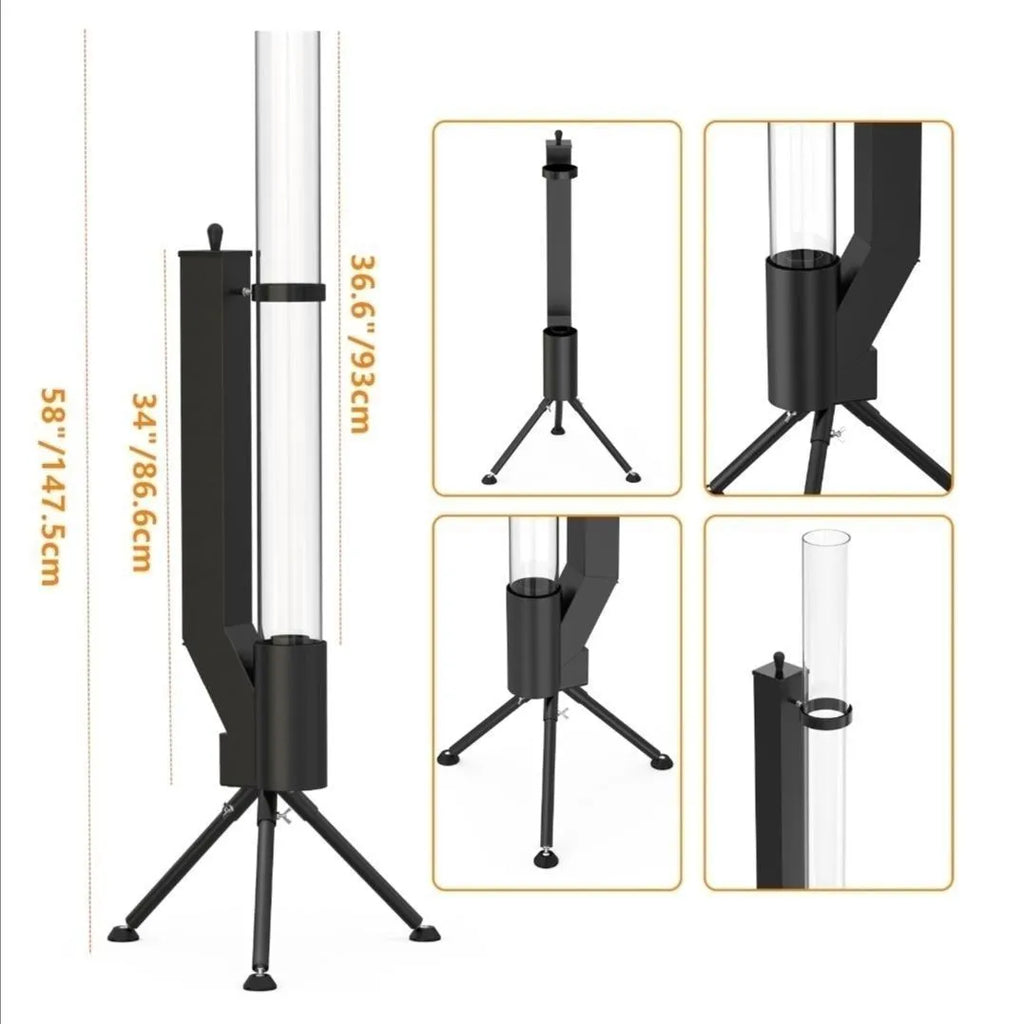 Vertical iron wood burning rocket furnace stove for outdoor garden heating