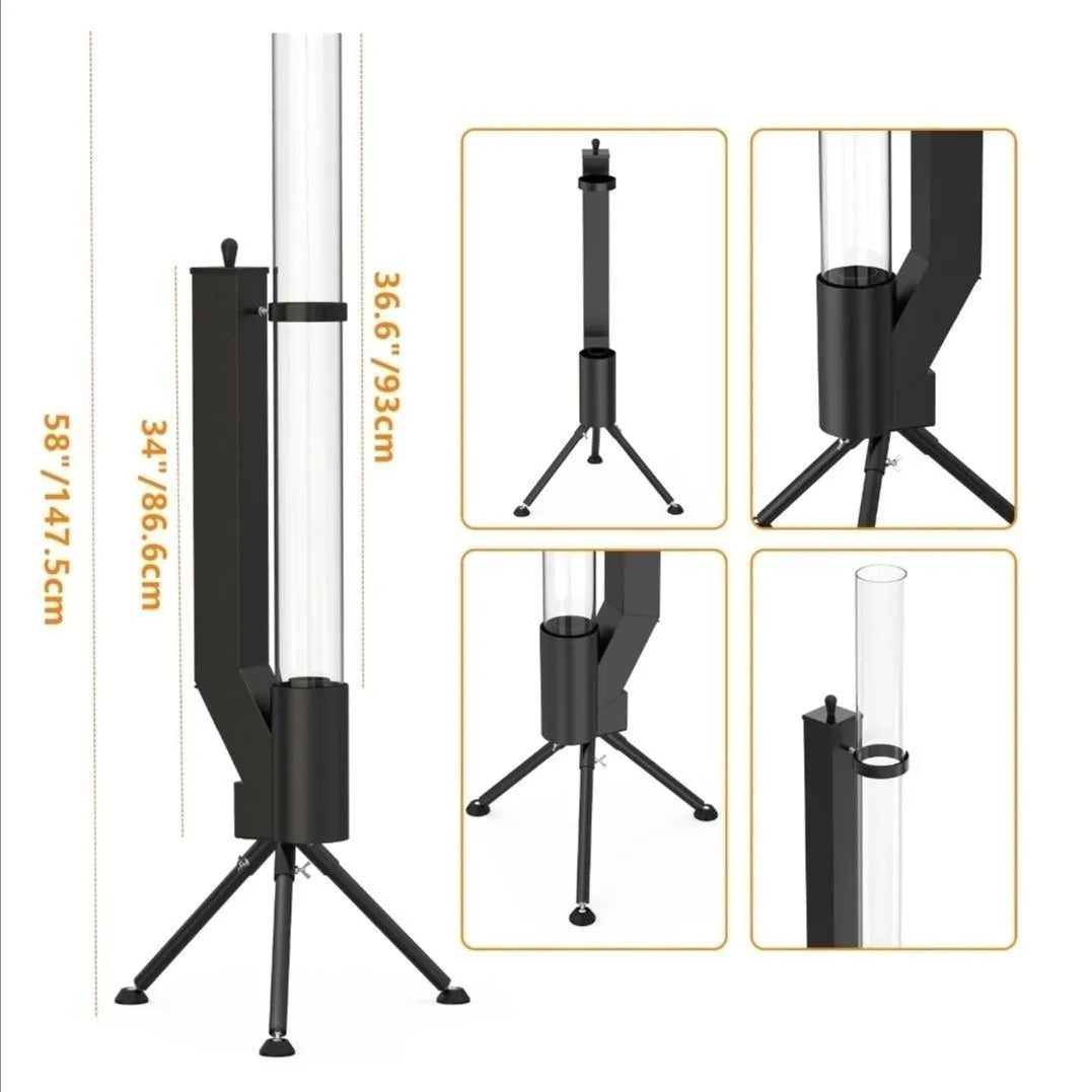 Vertical iron wood burning rocket furnace stove for outdoor garden heating