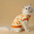 Orange cat sweater with diamond cherry fabric for autumn and winter wear
