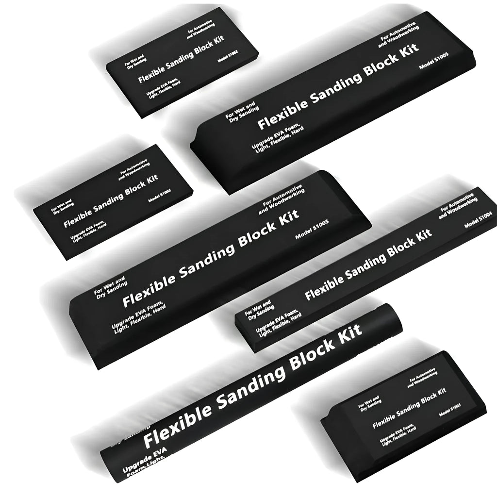 Set of seven black frosted EVA modelling blocks with metal core construction for support.