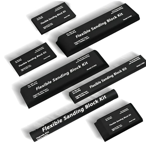Set of seven black frosted EVA modelling blocks with metal core construction for support.