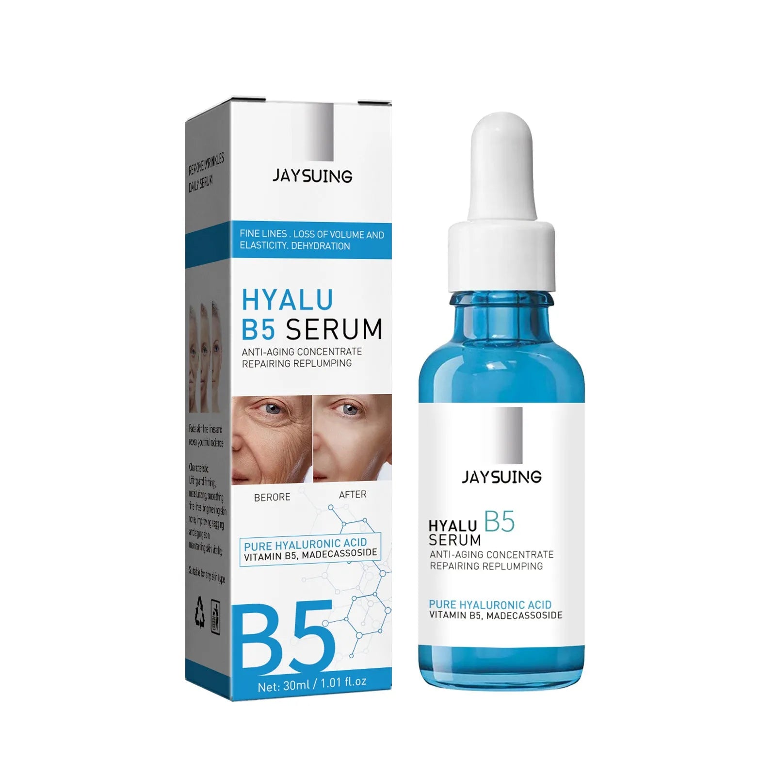 Anti-wrinkle firming hydrating facial essence 30ml bottle with B5 formula for lifting and brightening skin