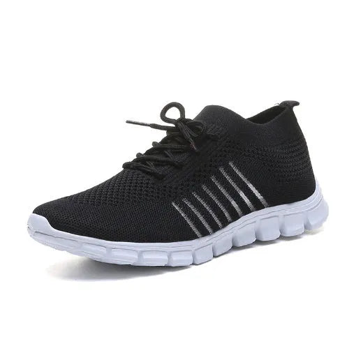 Women's high-cut lace-up casual sneaker in multiple colours on a flat heel with rubber sole