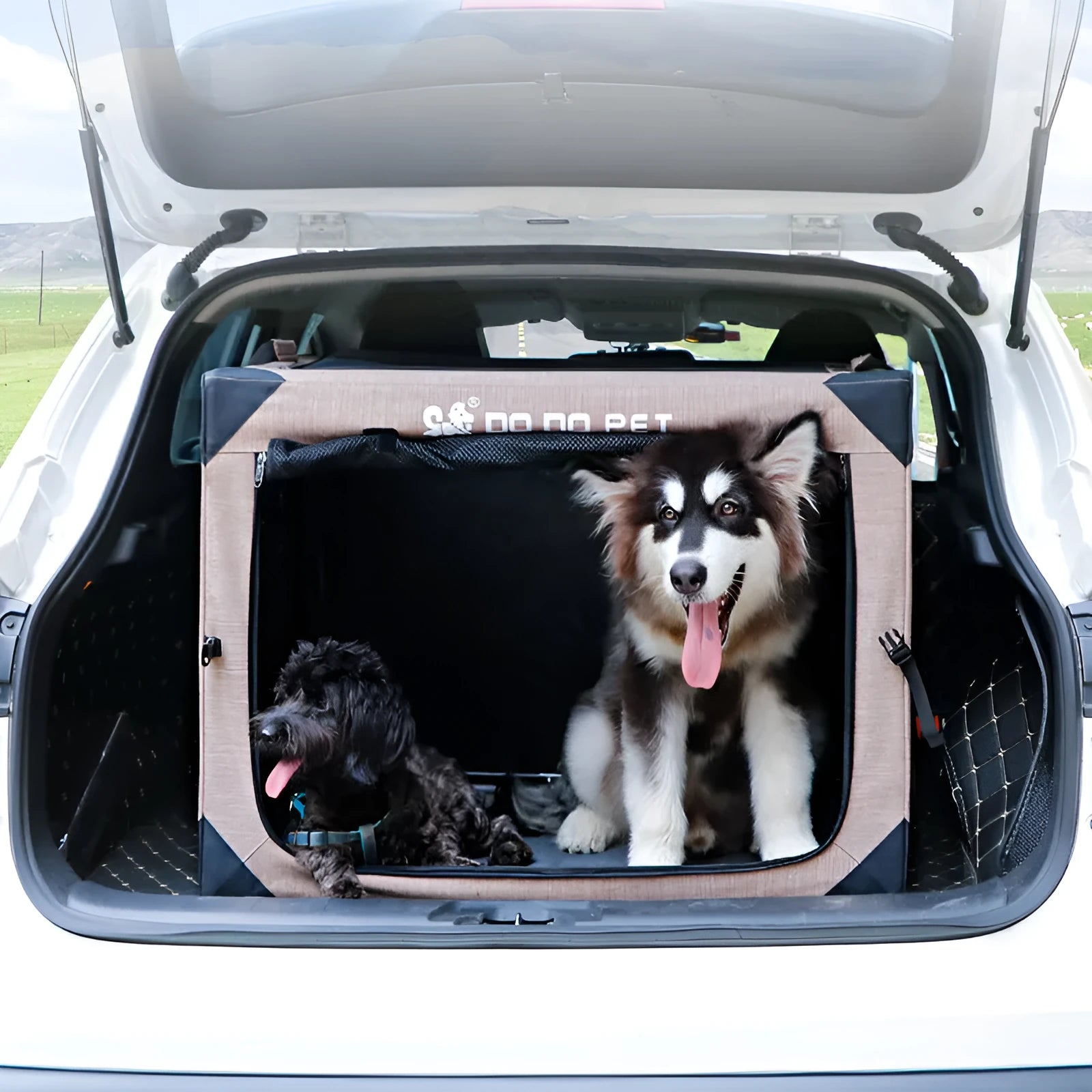 Collapsible cloth kennel tent in khaki for small dogs, 51x33x33cm, one-piece foldable design
