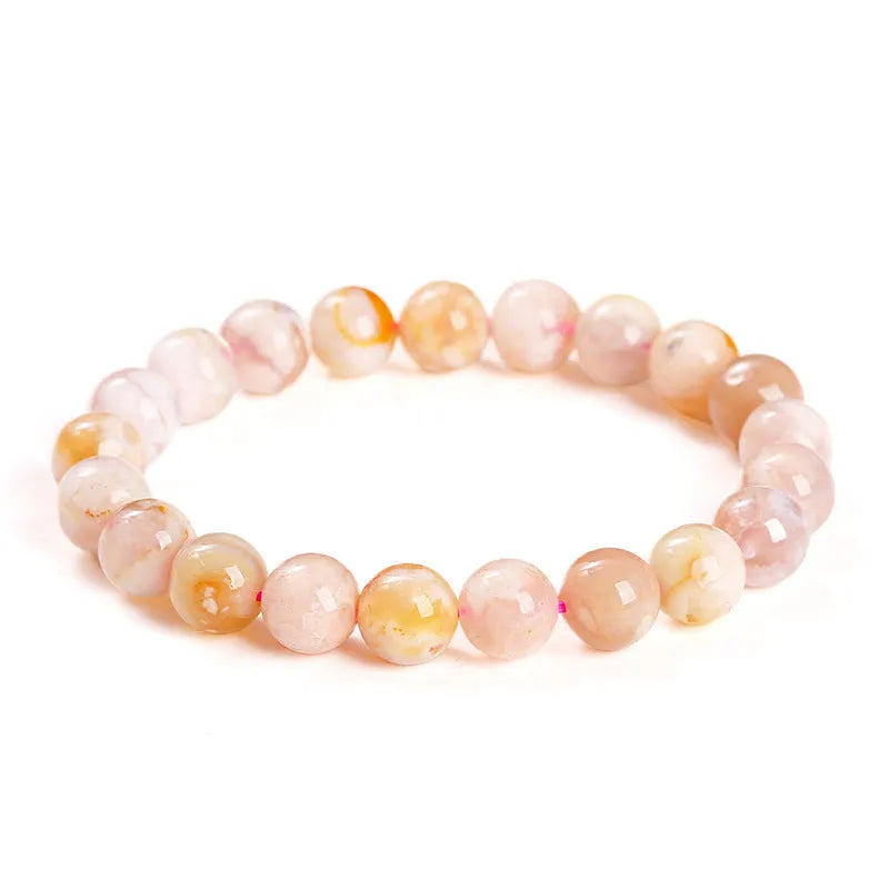 Natural cherry agate bracelet with geometric design and round elements in sweet style for women