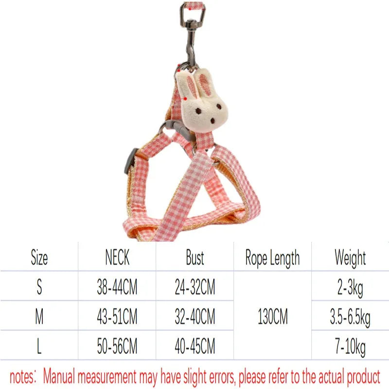 Blue quick-release nylon dog harness and leash set for small pets on a white background.