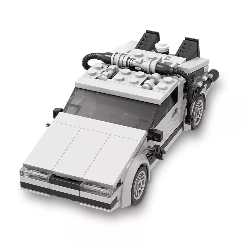 Plastic Back To The Future time machine building block toy in net pocket packaging for teenagers 7-14 years old