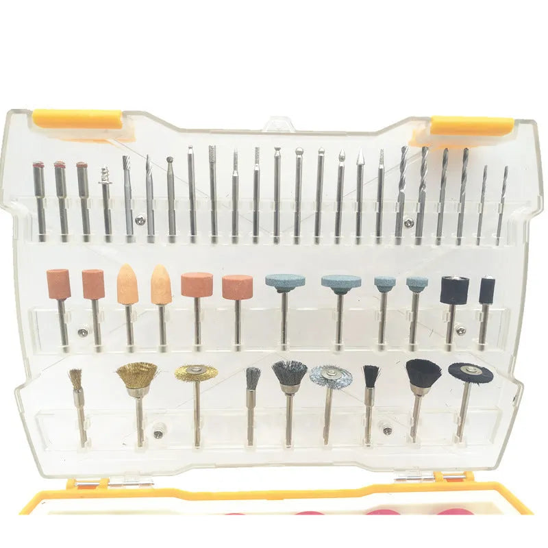 302 piece electric grinding accessories box with polishing, cleaning, carving, sharpening, drum and drill pieces for rotary tools
