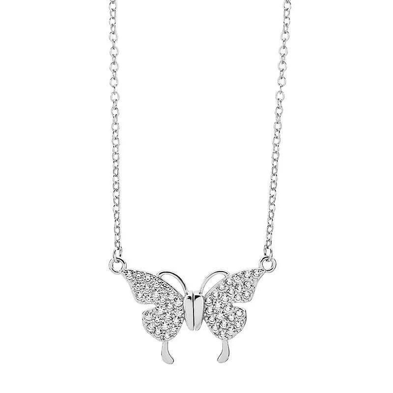 Women's magnetic snap butterfly necklace with twisted chain in gold or silver colour