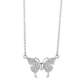 Women's magnetic snap butterfly necklace with twisted chain in gold or silver colour