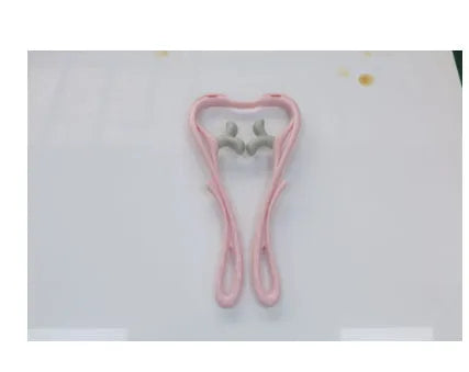 Blue swan-shaped manual neck massager with six wheels and a natural crystal jade scraping board on a white background.