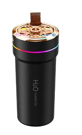 Plastic car humidifier with starry sky projection ambience light in black colour option