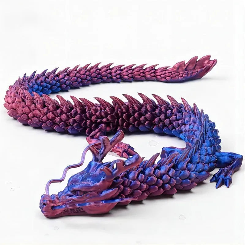 3D printed Chinese dragon car ornament in 30cm length with detailed plastic artwork