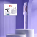 White and pink automatic hair curler with a rotating 32mm ceramic barrel and a power plug.
