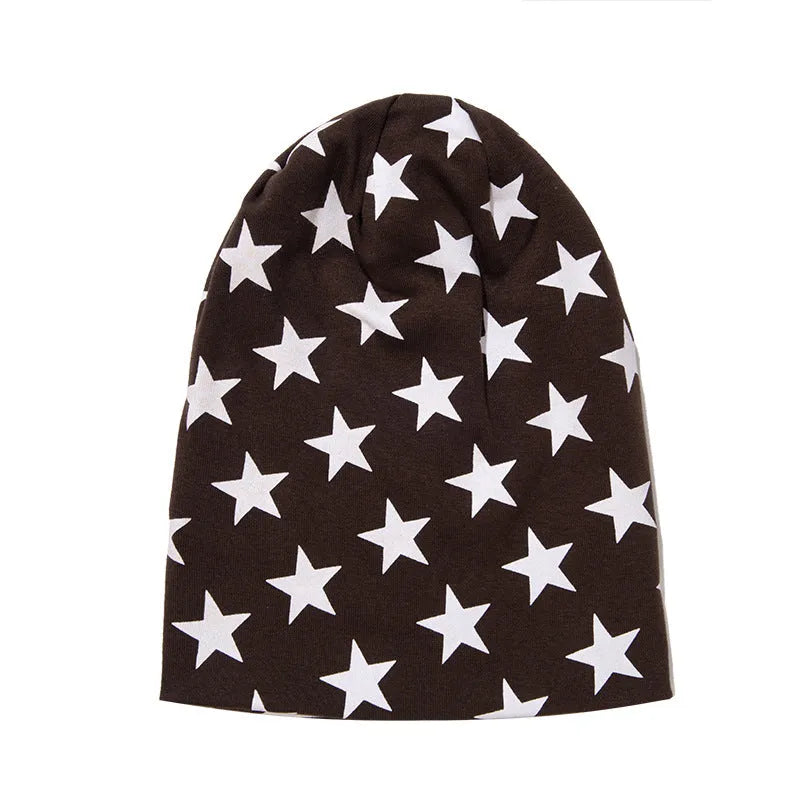 Little star pattern cotton infant hexagonal cap in blue, breathable winter hat for baby