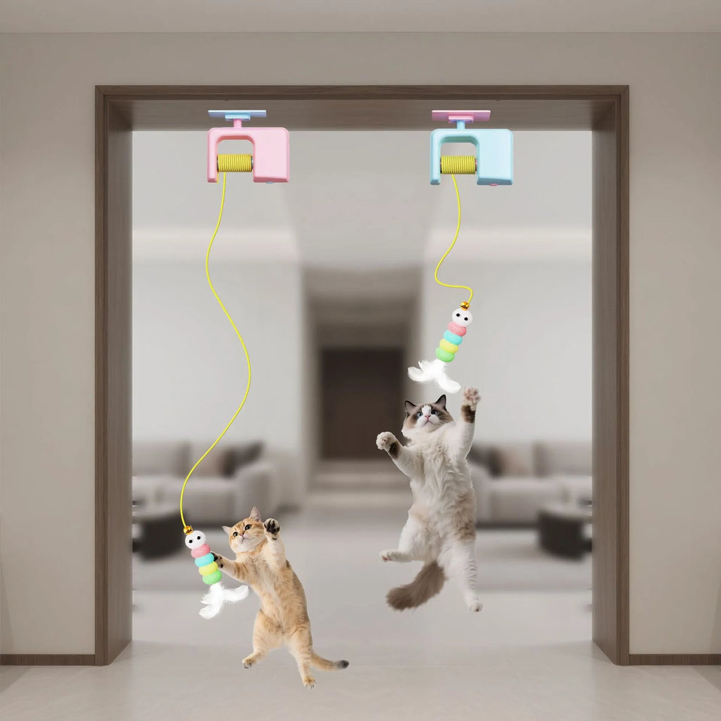 electric pet cat toy hanging door yo-yo self-hi relieving boredom blue plastic interactive toy