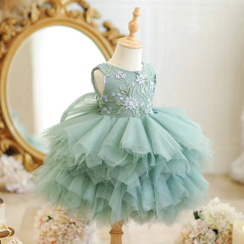 Girl's mori style princess birthday party dress in chemical fibre blend, available for 80cm to 150cm height girls