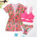 Girls floral split overclothes swimsuit bikini in picture colour with Asian sizing