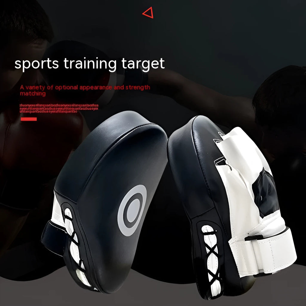 Black and white vertical boxing target pad, 24x20x5cm, PU material for martial arts striking practice.