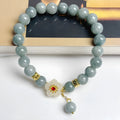 Women's adjustable jade bracelet with rope closure in retro style