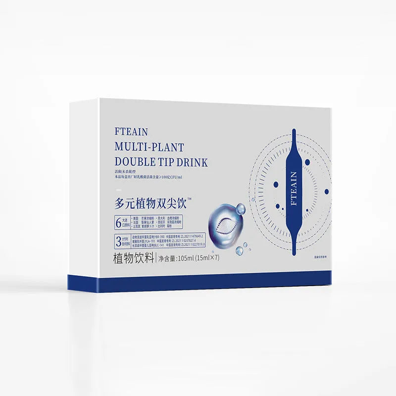 Multi-Element Plant Double Tip Drink Collagen Liquid 105ml box with seven 15ml single-serving sachets