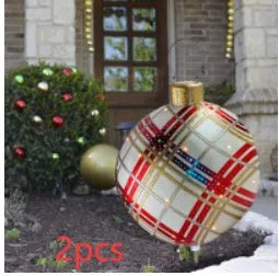 60cm PVC inflatable Christmas ball outdoor decoration in garden setting