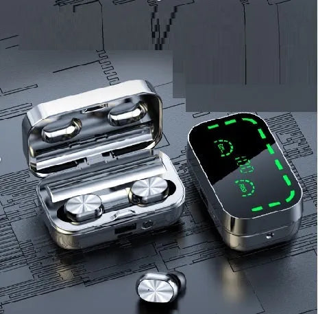 Wireless Bluetooth TWS sports earphones with touch controls in various style options.