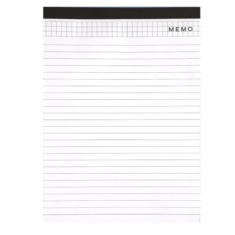 A4 size tearable grid notebook with paper cover, open to show ivory white pages.