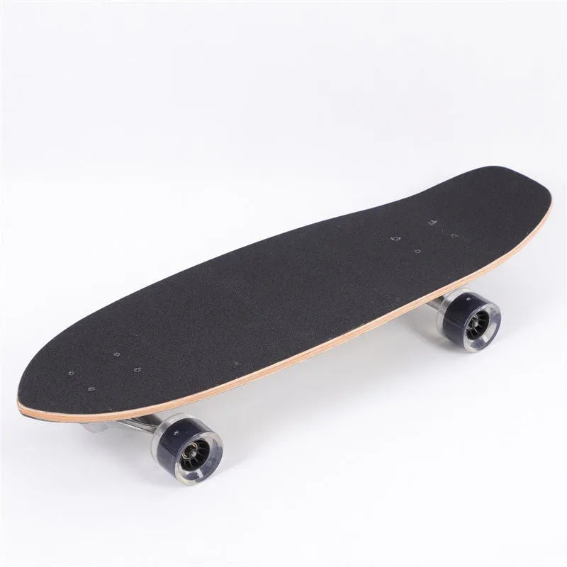 White 31-inch maple skateboard deck with traditional cruiser shape