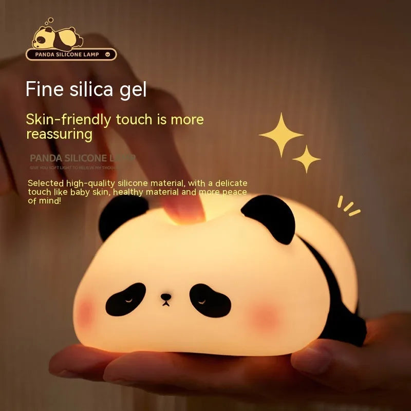 Cartoon panda night light for kids with rechargeable battery and clap controls