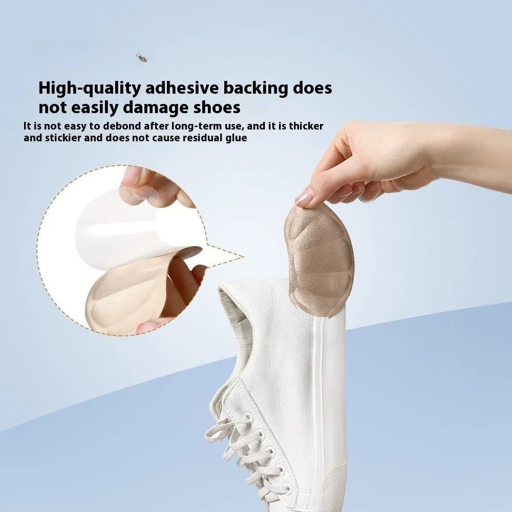 Camel colour anti-blister sneaker heel stickers with suede cushioning measuring 9.3x6cm