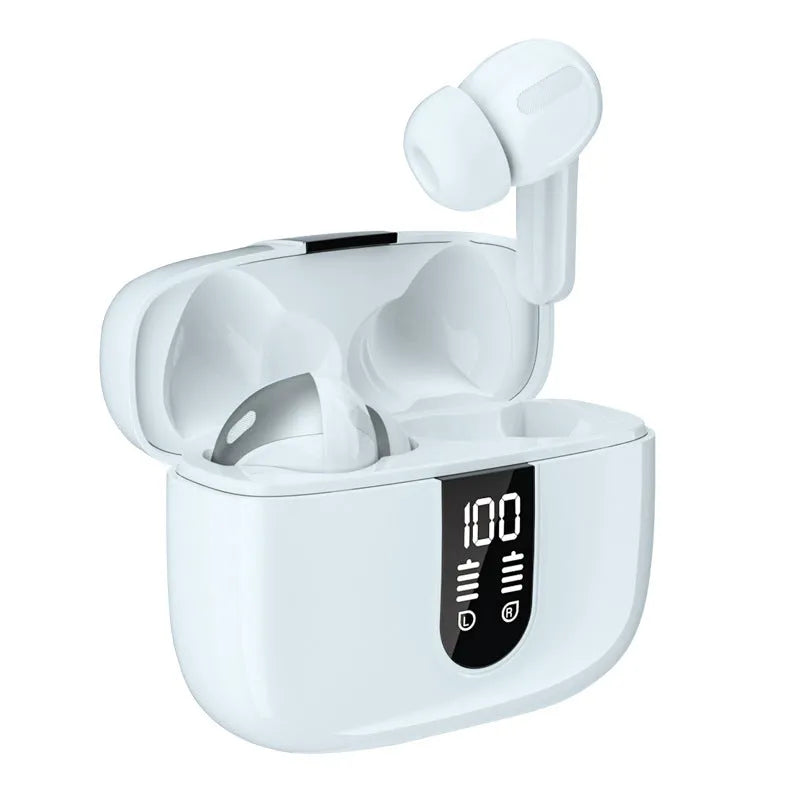 Jerry X08 wireless Bluetooth earphones with charging case in black, grey, or white colours